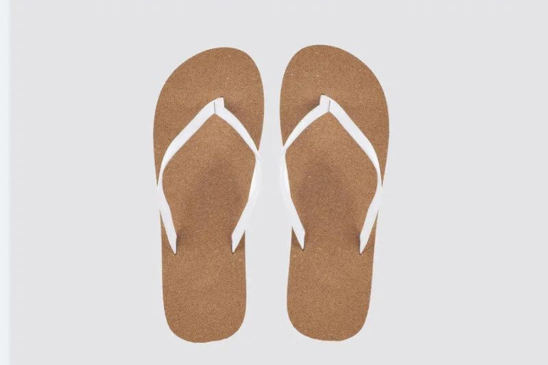 Σαγιονάρες Cork Sandal για κέντρα ευεξίας, SPA, ξενοδοχεία, με άσπρους ιμάντες