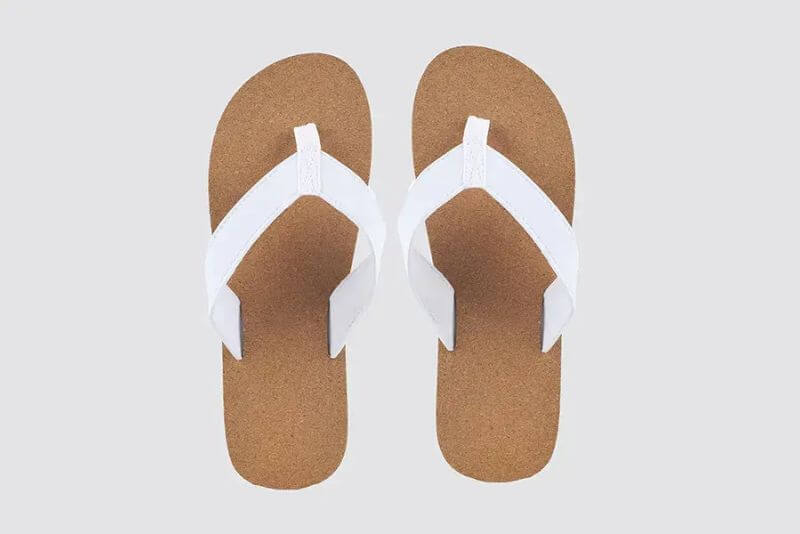 Σαγιονάρες πισίνας Cork Pool Sandal για κέντρα ευεξίας, SPA, ξενοδοχεία, με άσπρους ιμάντες